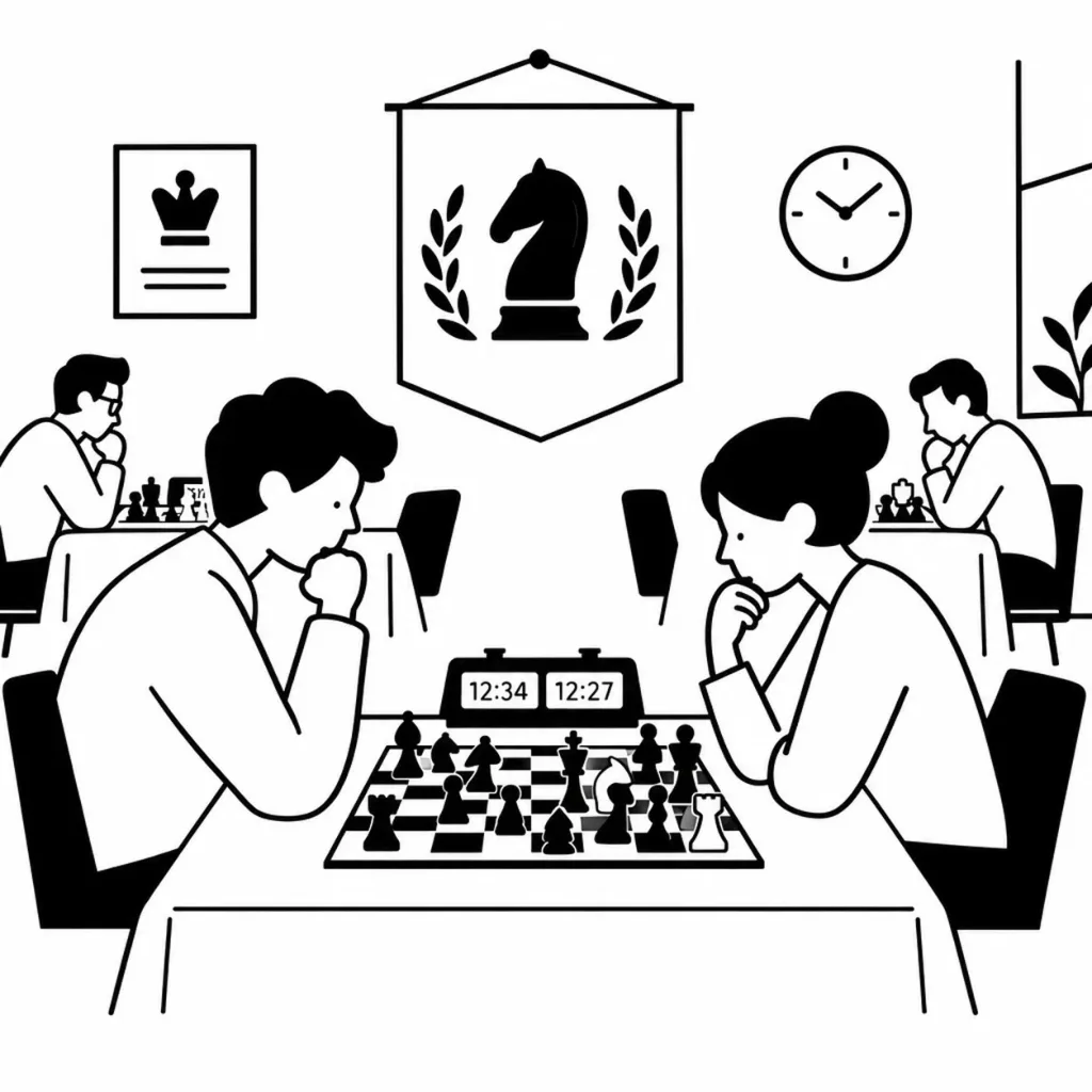 Partida de competición con reloj de ajedrez